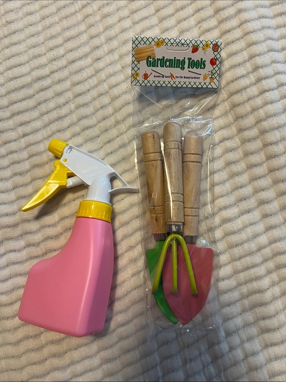 Children's Pink Gardening Apron Set with Tools and Gloves